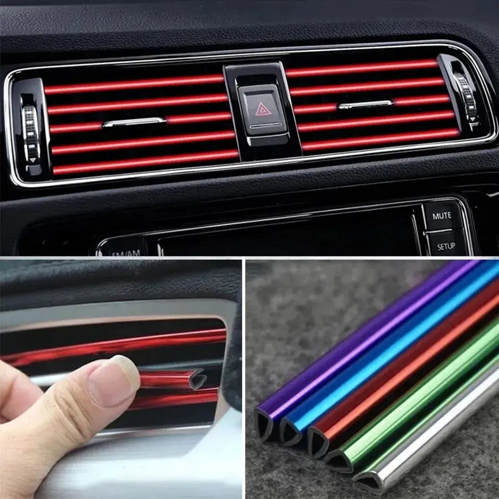 10Pcs 20cm Car U Shape Moulding Trim Decor Strips For Air Conditioner Outlets Door Edge Corners Corner Protector Styling