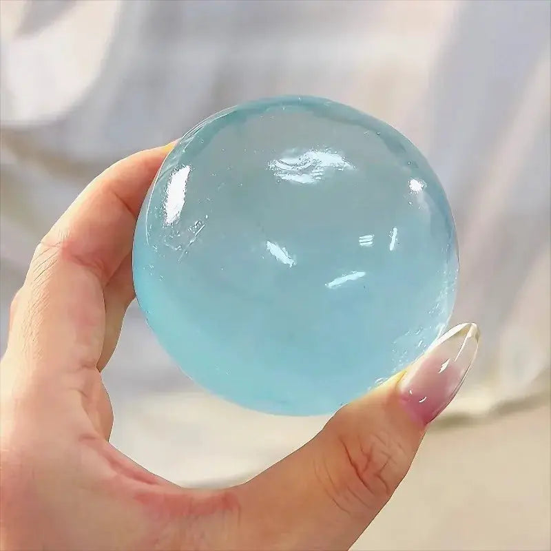 Blue Maltose Squishy Toy Mochi Ball Anti Stress Fidget Toy Soft Transparent Quick Rebound Decompression Ball