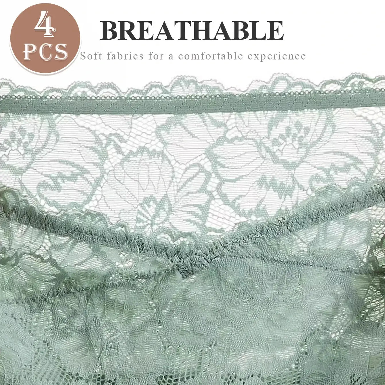 Lace fabric in mint green with floral pattern, close-up view