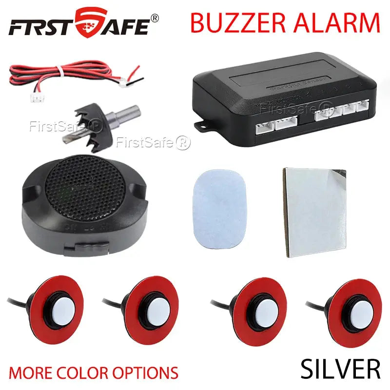 12V 16.5mm flat probe parking sensor kit with 4 red sensors, buzzer, control box by Simples Market