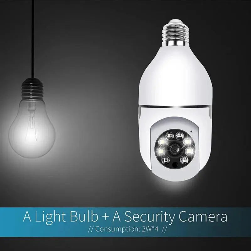 1080P HD E27 bulb security camera by Simples Market, white bulb-style surveillance with night vision