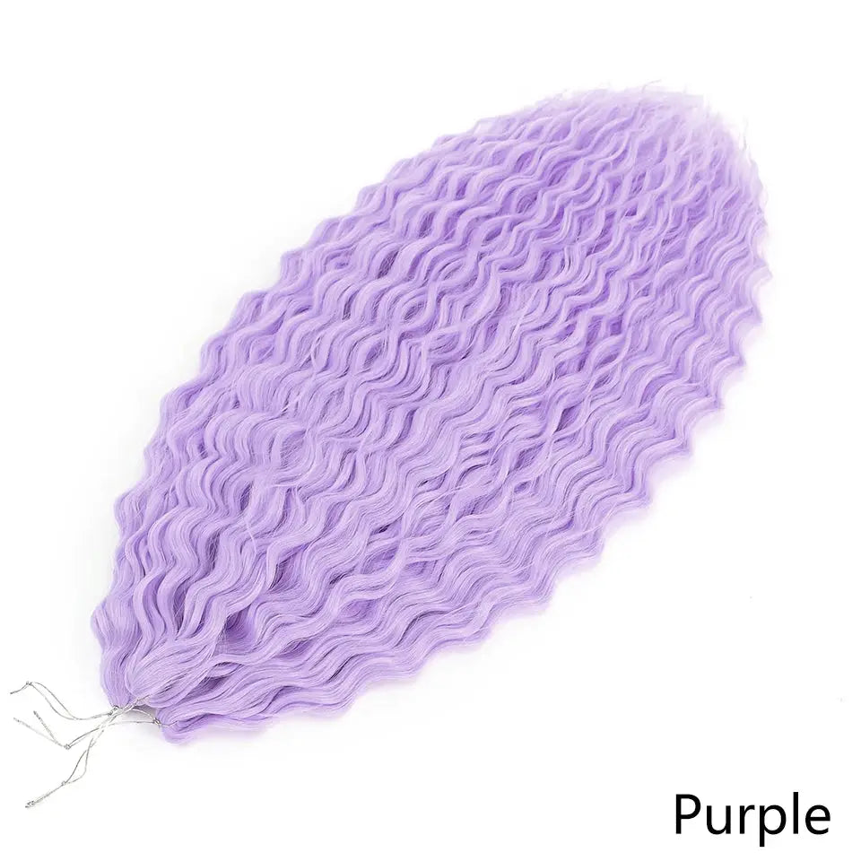 Ariel Curls crochet hair extensions, purple synthetic water-wave twists