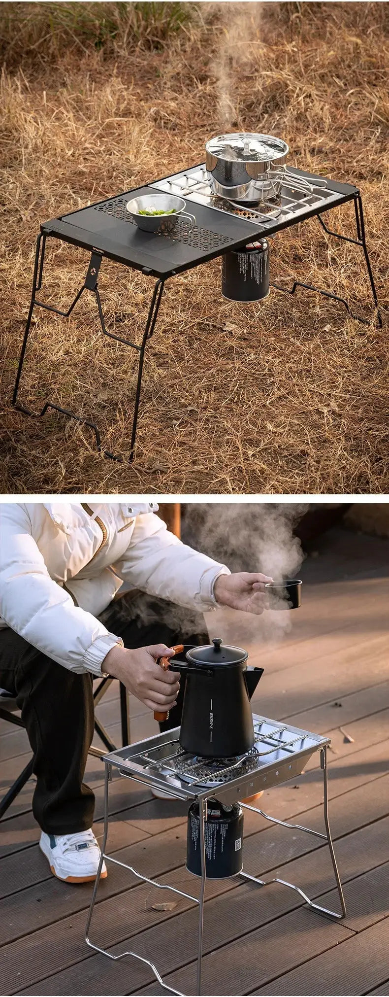 CK-25PG stainless steel camping stove frame with windproof furnace plate and cooking pot
