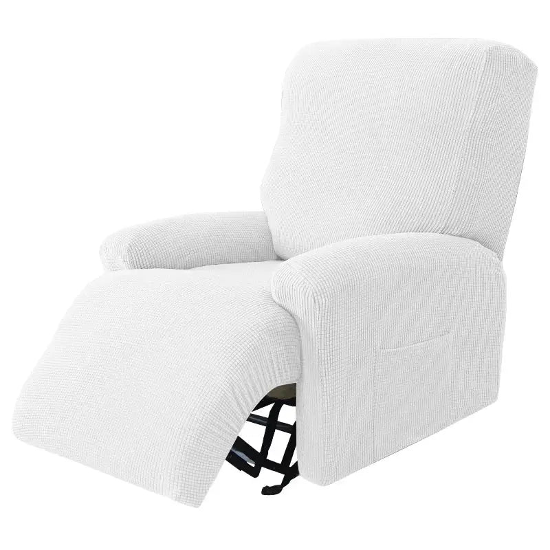 Recliner sofa cover 4pcs set in solid white stretch spandex by Simples Market.