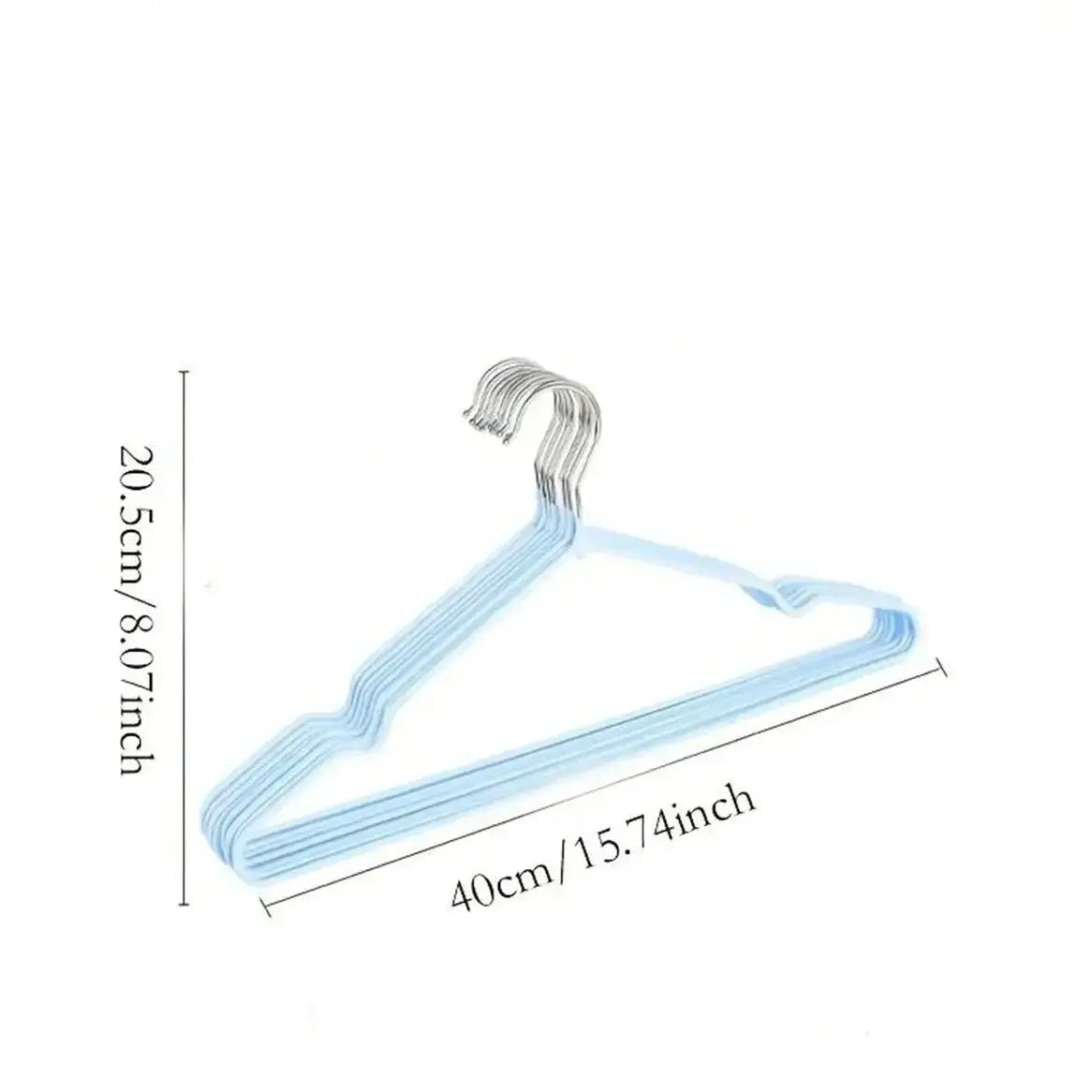 Blue metal seamless anti-slip clothes hangers set, durable and space-saving