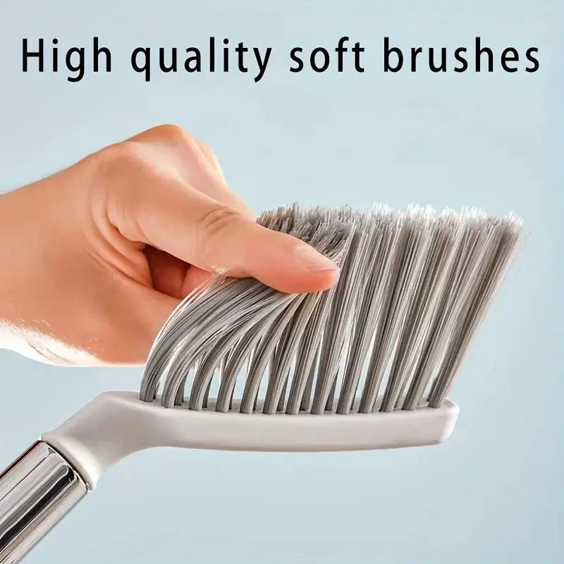 Desktop broom set with compact brush and white handle