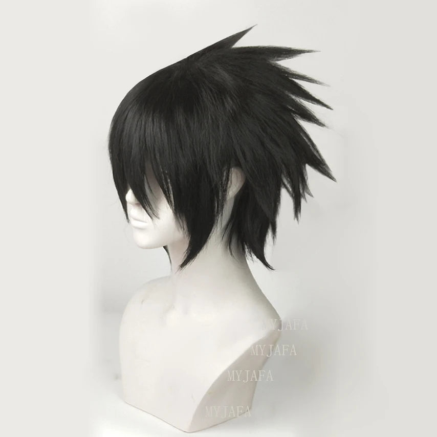 Sasuke Uchiha cosplay wig, short black heat-resistant synthetic hair with wig cap, Simples Market