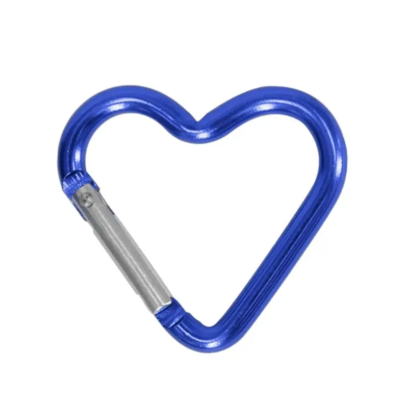 Simples Market blue heart-shaped aluminum alloy carabiner clip with spring lock