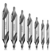 7 Piece Center Drill Bits Set 60 Degree HSS Lathe And Metalworking Countersink Tools