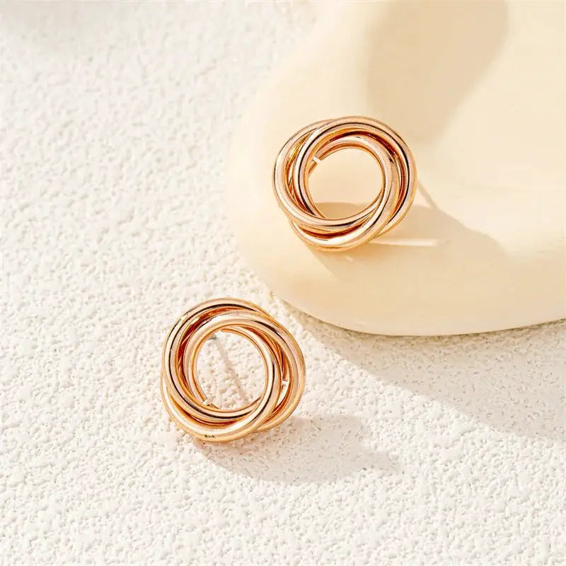 Trending Minimalist Circular Metal Stud Earrings For Women Simple Fashion Jewelry Party Wear Gift