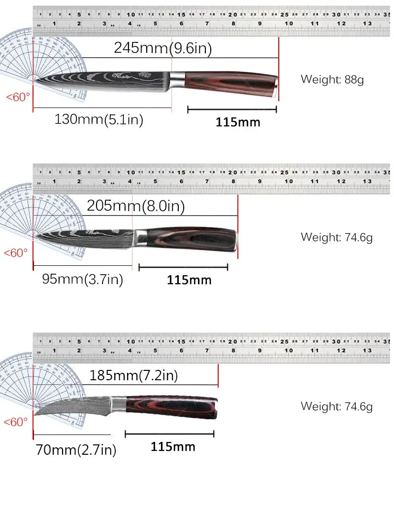 Professional Kitchen Knife Set 5Cr15Mov Stainless Steel Knives For Fruit Peeling Boning Paring Meat Cleaver