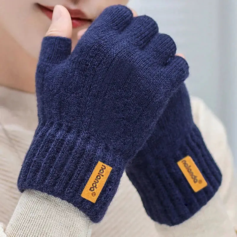 Fashion Winter Autumn Knitted Fingerless Gloves for Men and Women Warm Plush Touchscreen Outdoor Sports