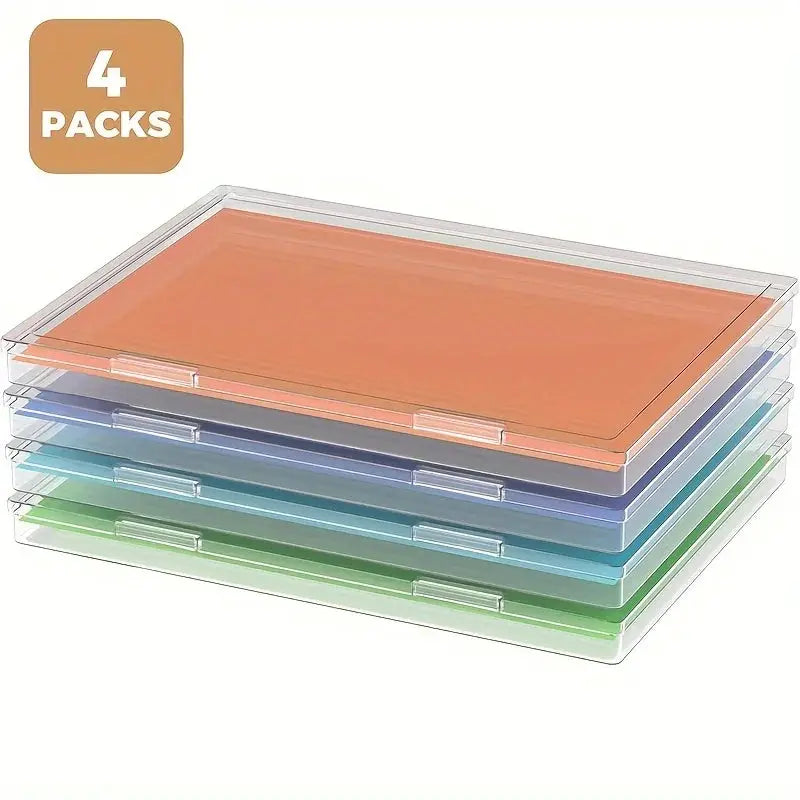 Simples Market 4-pack A4 plastic storage containers with lids in assorted colors