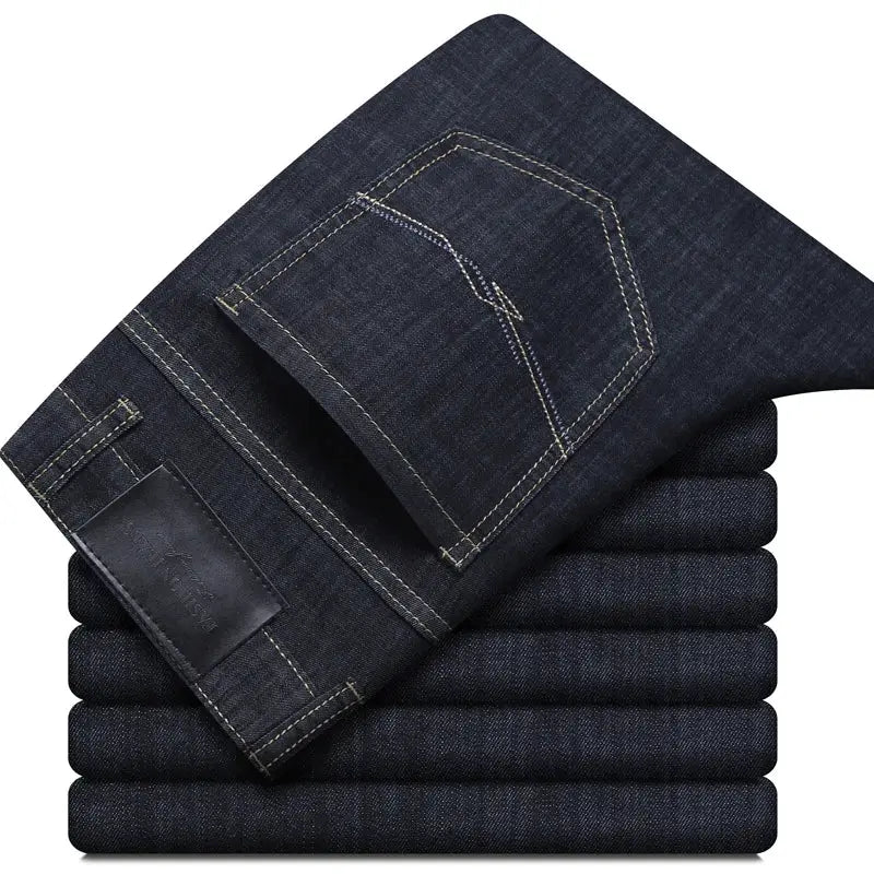 Men's denim jeans by Simples Market, dark indigo stretch cotton, straight fit