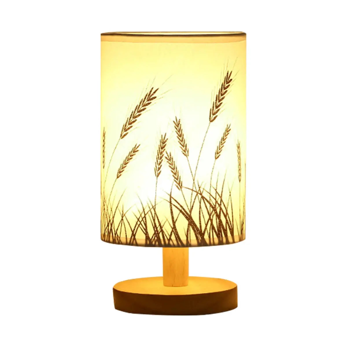 WoodCraft USB Bedside Lamp With Warm Wood Finish And Cylinder Linen Shade For Eye Friendly Lighting