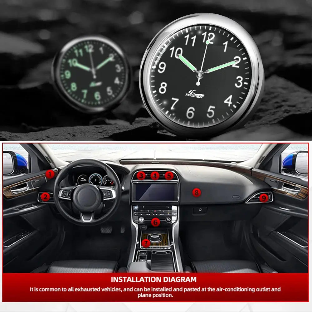 Car Clock Luminous Mini Digital Watch With Quartz Movement Stick On Interior Auto Ornament Gift