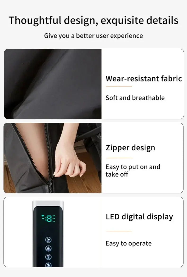 Simples Market air pressure leg massager boots with remote, wear-resistant fabric, LED display