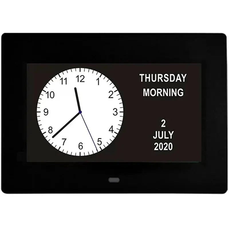 12 alarms LED calendar clock by Simples Market; black frame displays time, day, and date