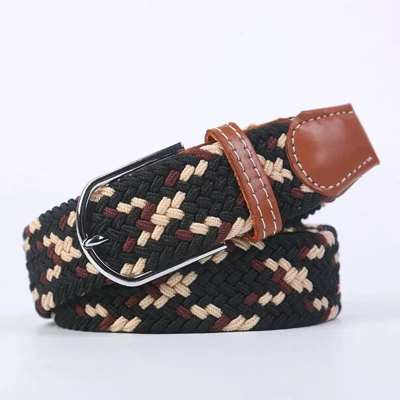 UrbanFlex Unisex Knitted Pin Buckle Belt Elastic Braided Canvas Stretch For Comfortable Jeans Wear