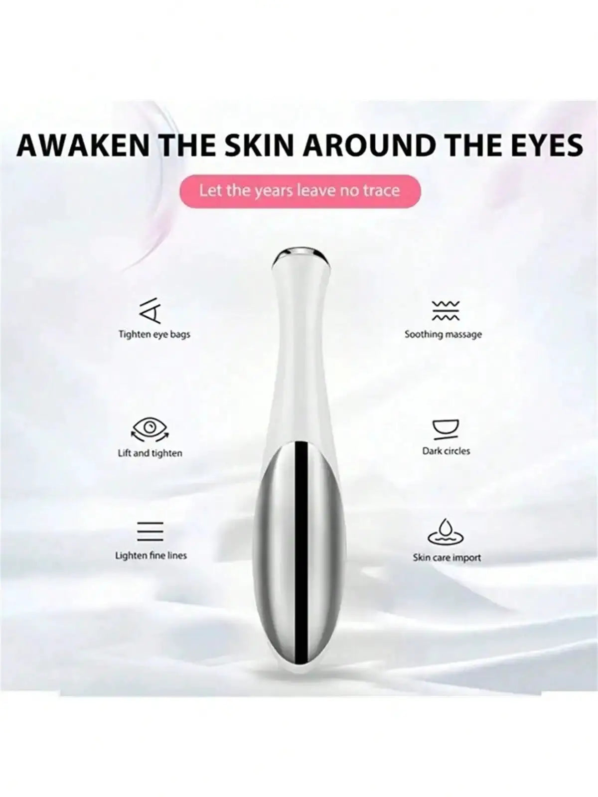 Simples Market 2026 Electric Eye Massager white-silver vibrating eye care pen for wrinkles and dark circles