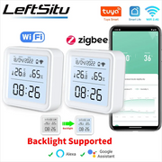 Tuya Zigbee WiFi temperature humidity sensor by Simples Market, white backlit hygrometer thermometer