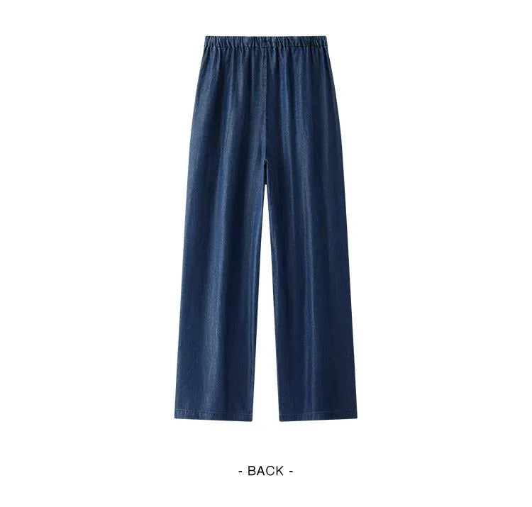 Semir Elastic Waist Denim Pants Women Draped Fit Wide Leg Trousers