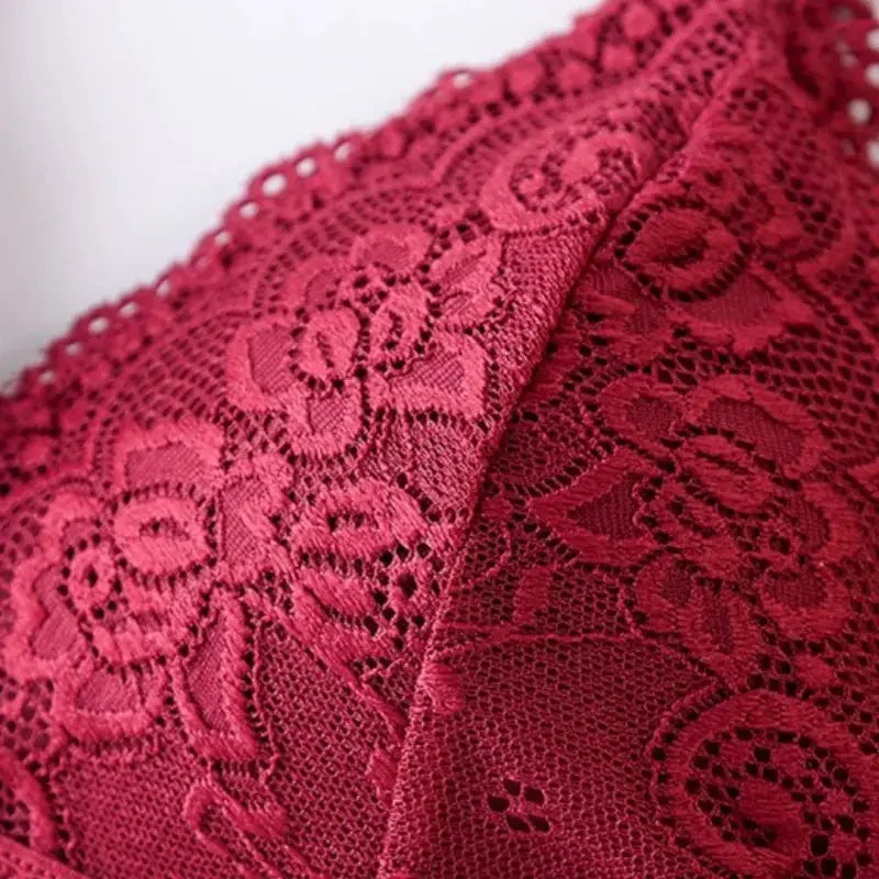 Floral lace bralette in magenta, padded non-wire V-neck lingerie