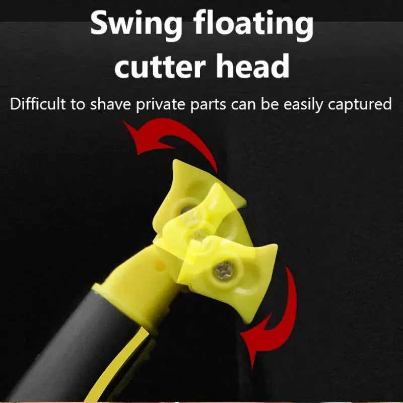 Shaver razor with yellow swing-floating cutter head and black handle