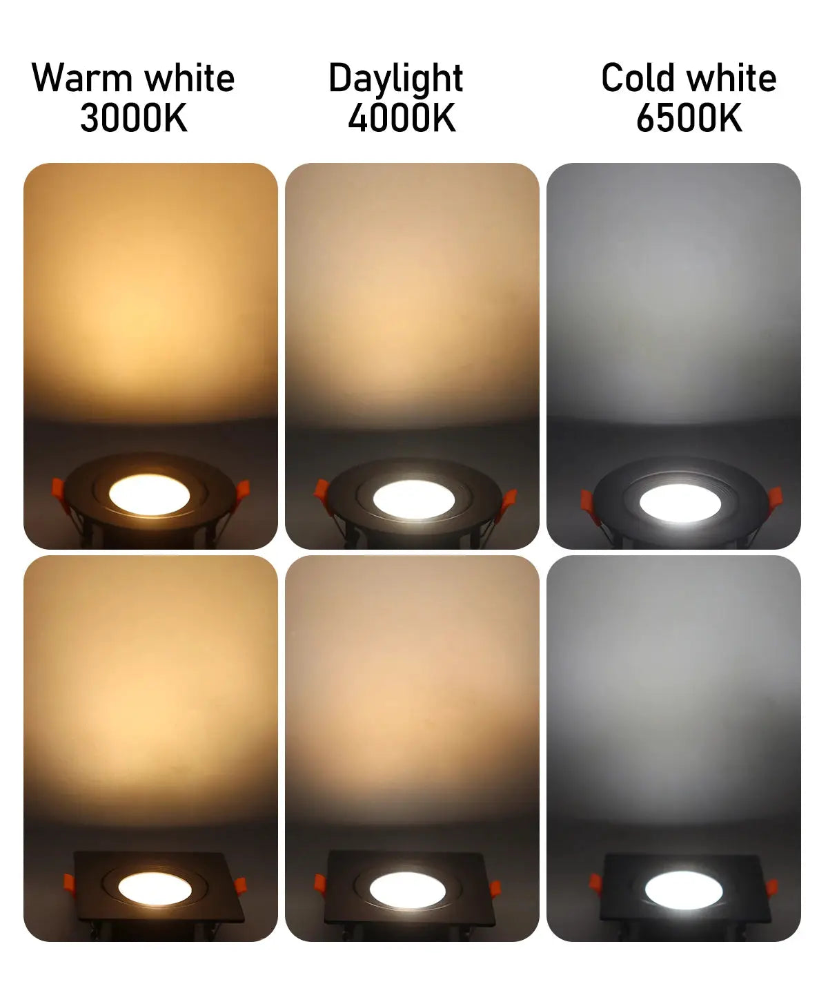 Simples Market LED ceiling spotlight, 7W, adjustable 90°, 3 CCTs: 3000K/4000K/6500K, AC 110-220V