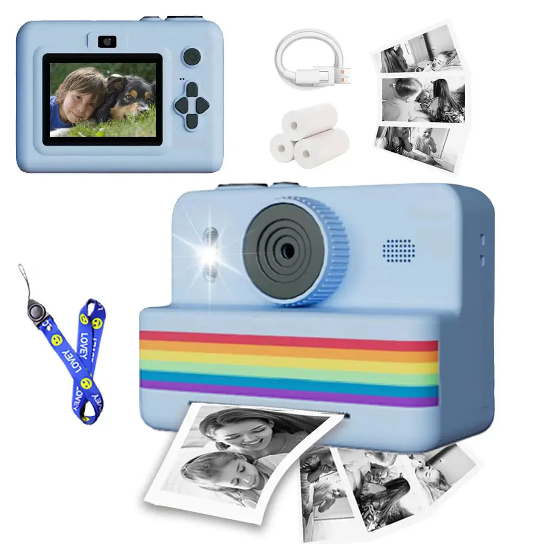 Kids Digital Camera With Mini Thermal Printer Two Point Eight Inch Screen HD Video Instant Photo Print Toy Gift