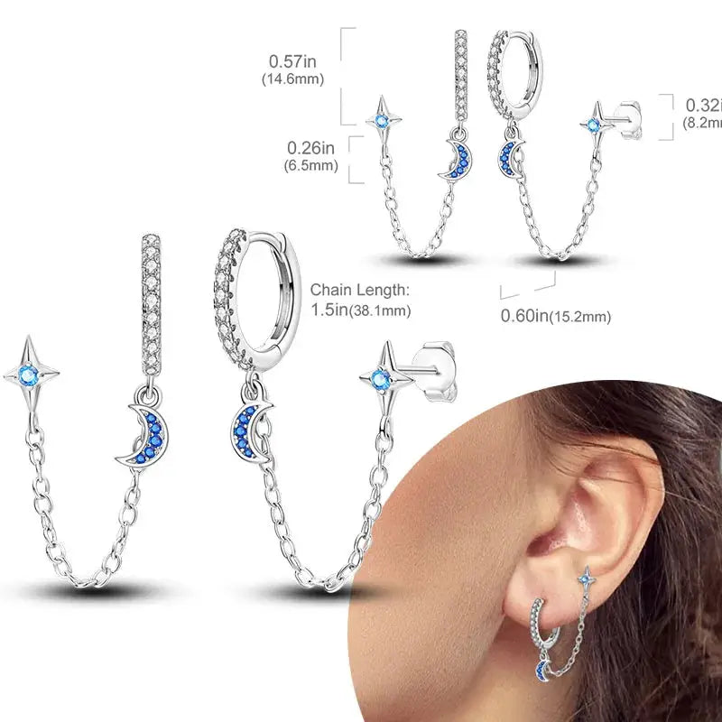 925 Sterling Silver Hoop Earrings Hypoallergenic Zirconia Hoops For Women Girls High Quality Fashion Jewelry