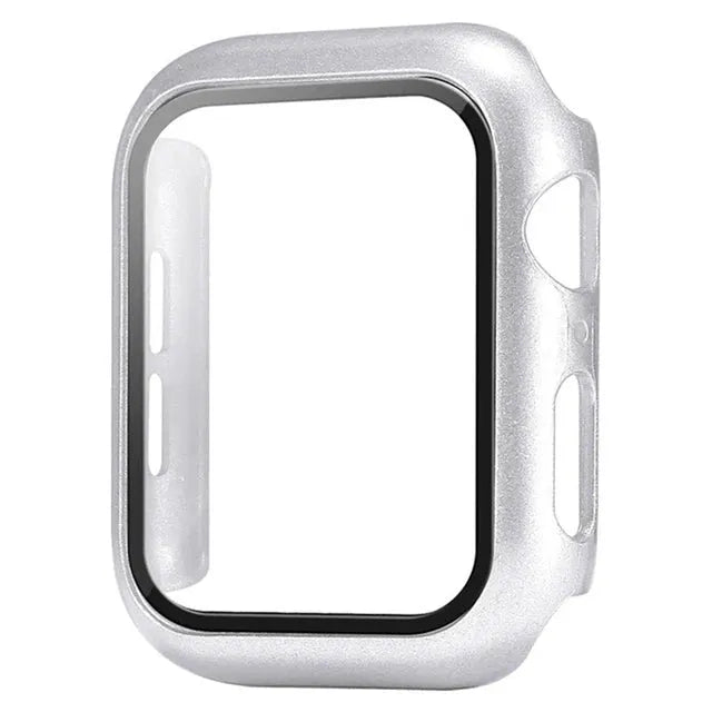 Simples Market silver Apple Watch case with glass screen protector for 40-46mm models
