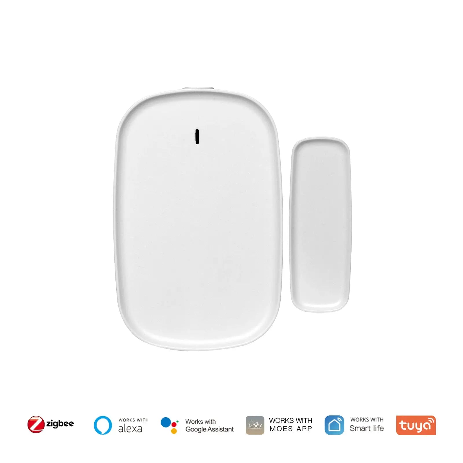MOES ZigBee window/door sensor kit, white with magnet, by Simples Market; compatible with Alexa, Google Assistant, Tuya