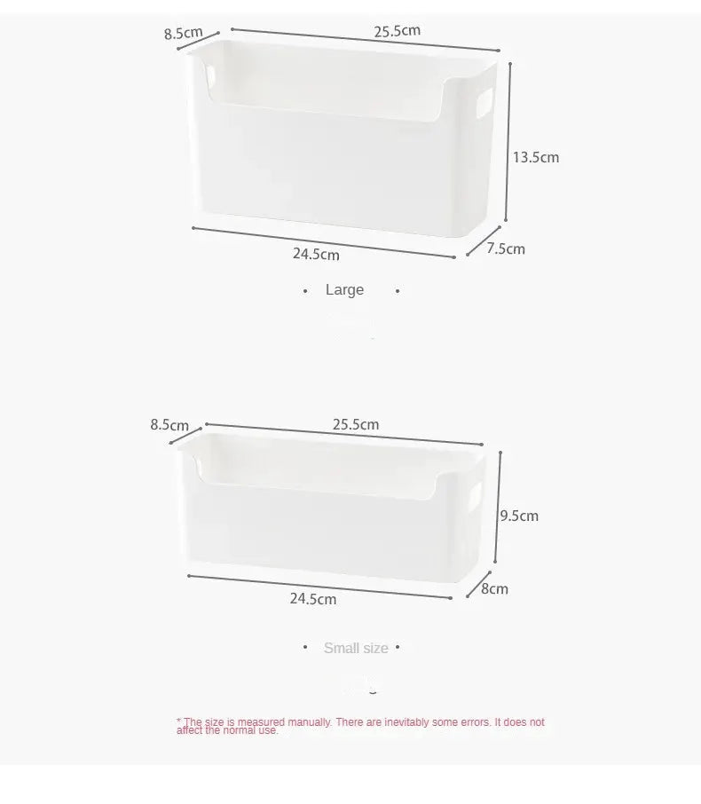 Non perforated cling film rack for cabinet; white plastic kitchen organizer, large and small sizes shown.