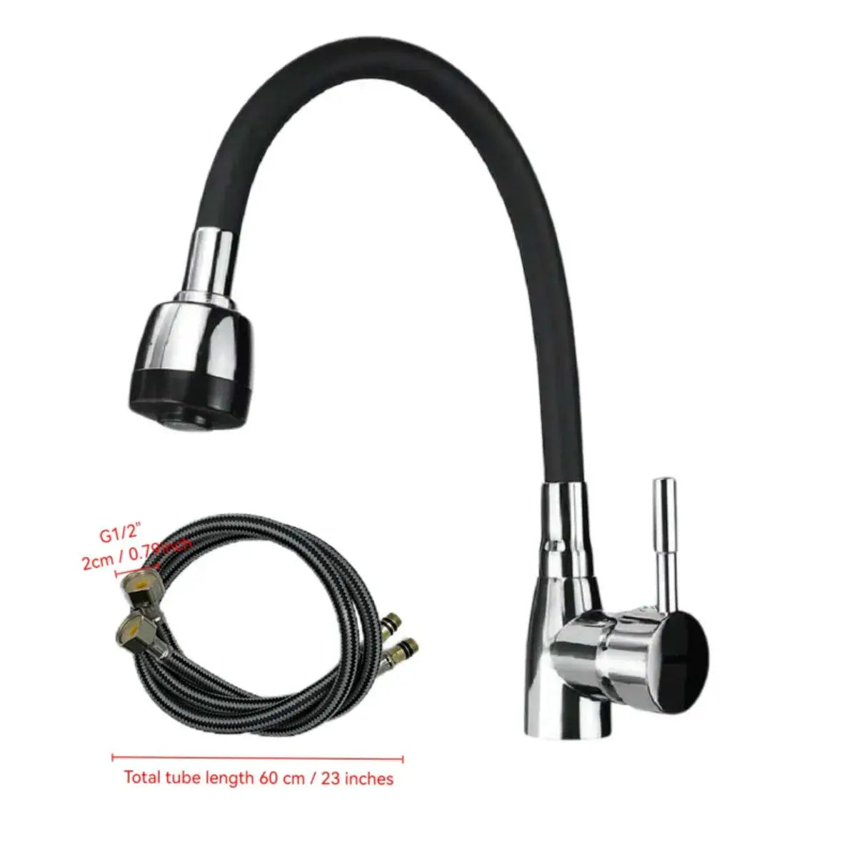 Modern 304 stainless steel kitchen faucet with silicone hose, adjustable gooseneck, ceramic valve core