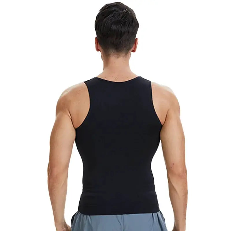 Simples Market black men's compression shirt with tummy control, back view