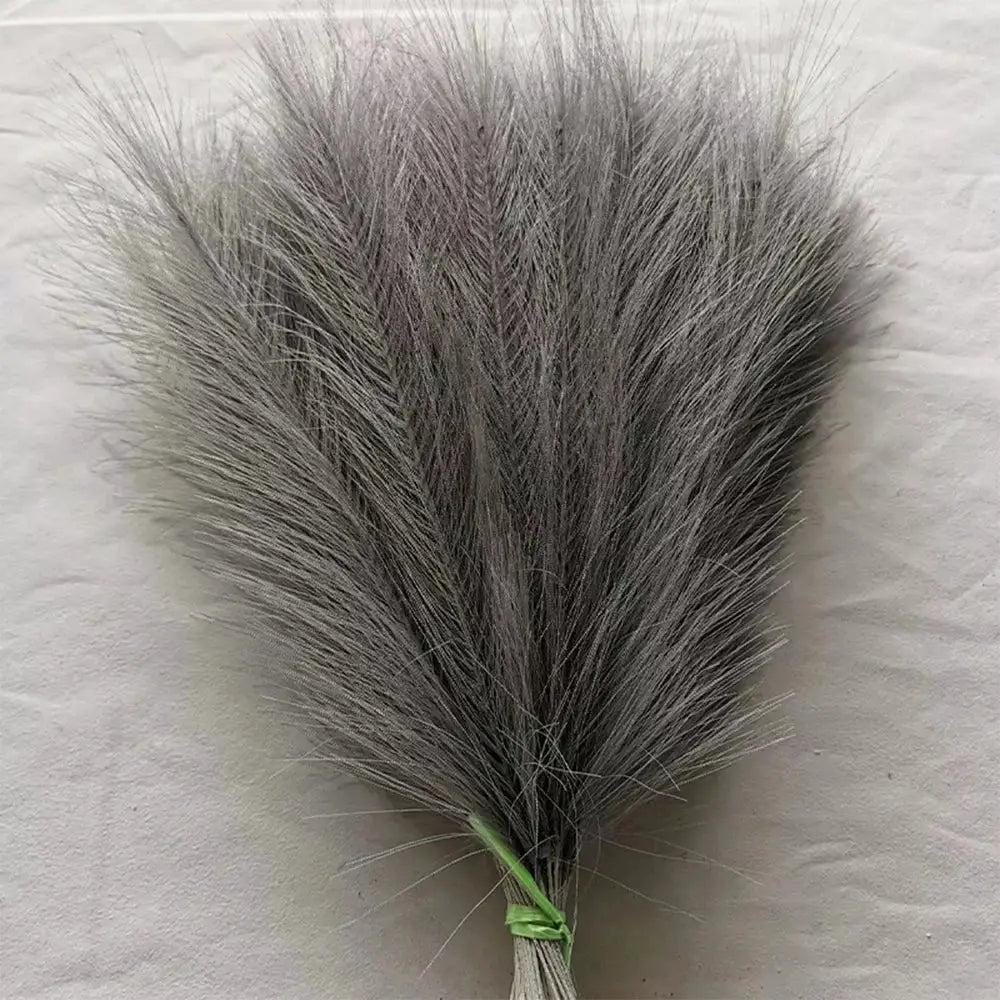 Pampas grass bundle, fluffy grey artificial decor, 42 cm long