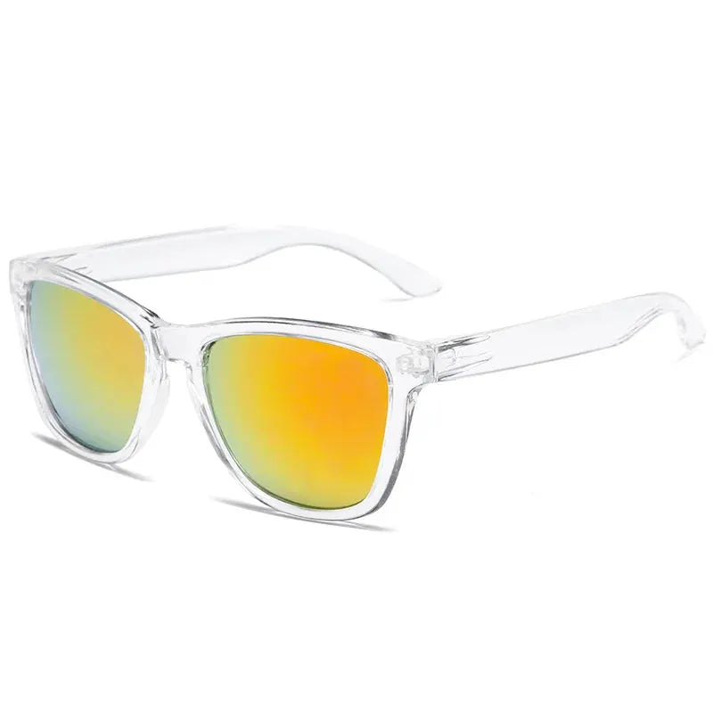Designer Retro Polarized Sunglasses Unisex UV400 Protection Clear Frames Mercury Ice Blue Orange Flake Accents