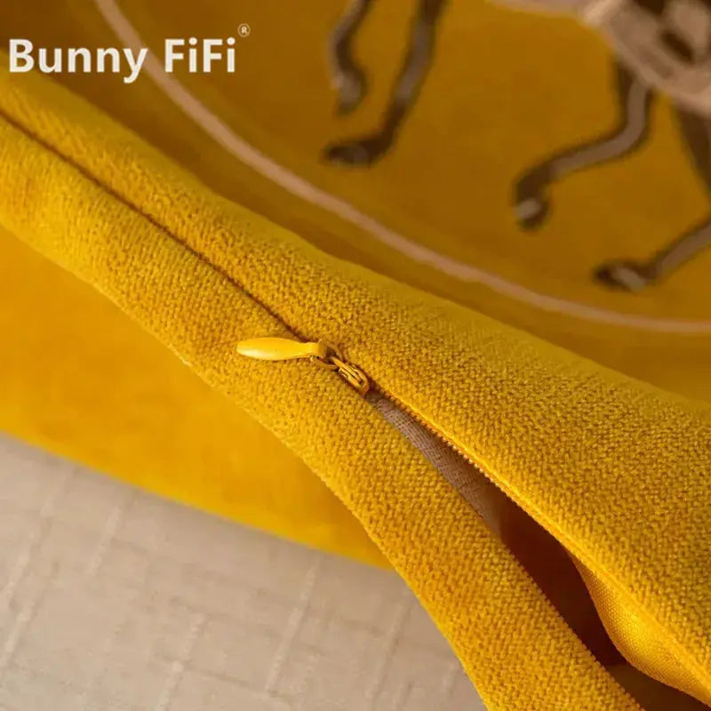 Bunny FiFi yellow cushion cover with zipper, 45x45cm, for sofa, home or car