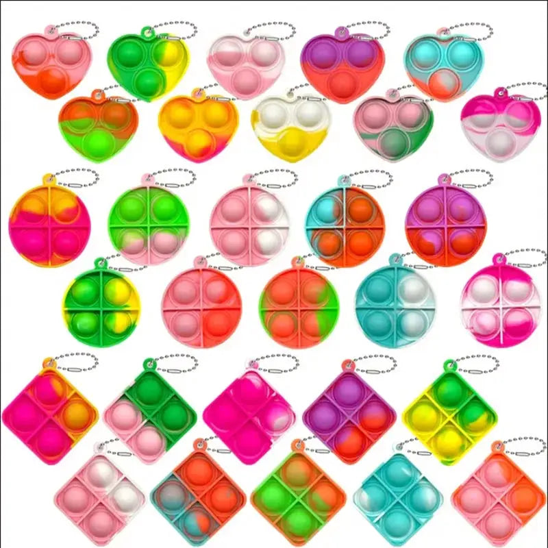 20 Pieces Mini Pop Keychain Fidget Toys For Toddlers And Kids Sensory Fun Classroom Prizes Party Favors Goodie Bags