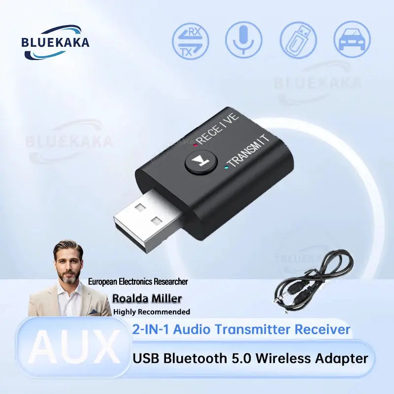 Bluetooth 5.0 Transmitter And Receiver Dongle 3.5mm AUX RCA USB Wireless Adapter For TV Car PC Speaker Headphones