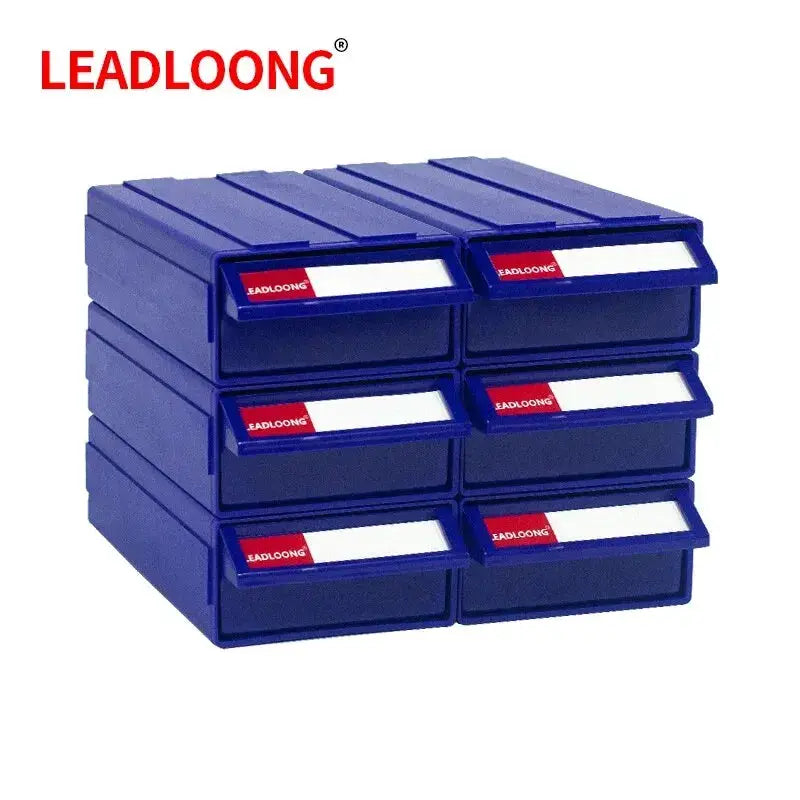 LEADLOONG F1 desktop storage drawer organizer, blue, 6-drawer stackable unit for hardware parts.