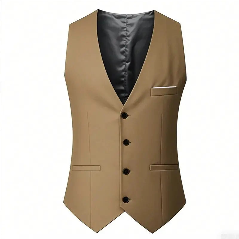 M 7XL Spring Summer Mens Suit Vest Sleeveless Adjustable Waist Single Breasted Solid Color Business Vest For Wedding