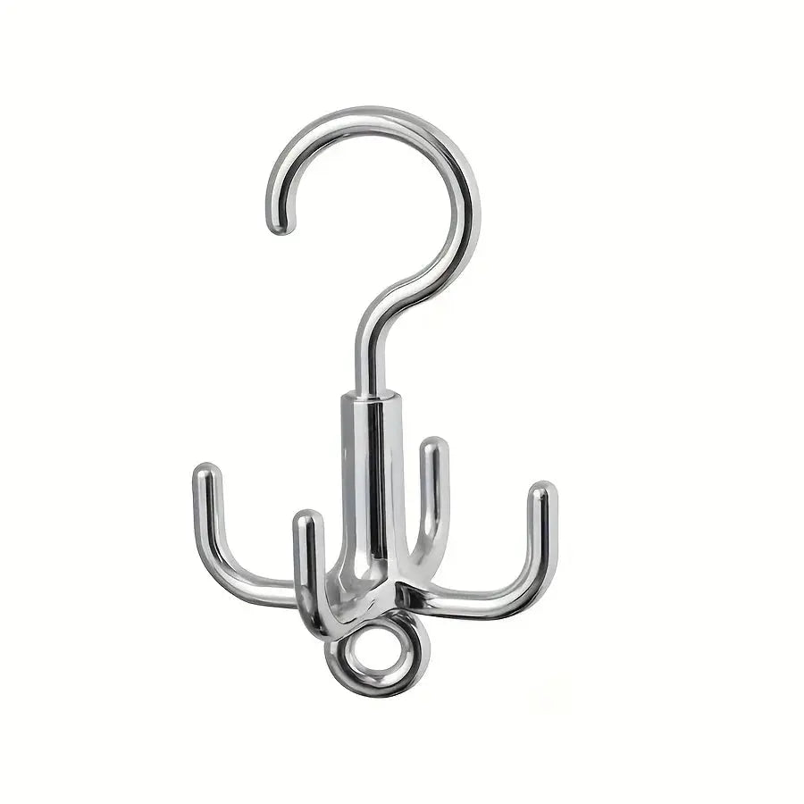 Multifunctional Rotating Clothes Hook Punch Free Installation 4 Claw Coat Hanger For Belts Scarves Ties And Accessories