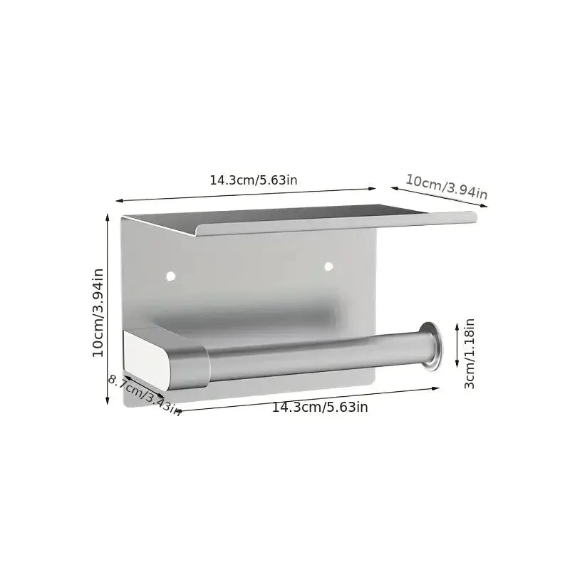 Simples Market stainless steel wall-mounted toilet paper holder with top shelf for phone