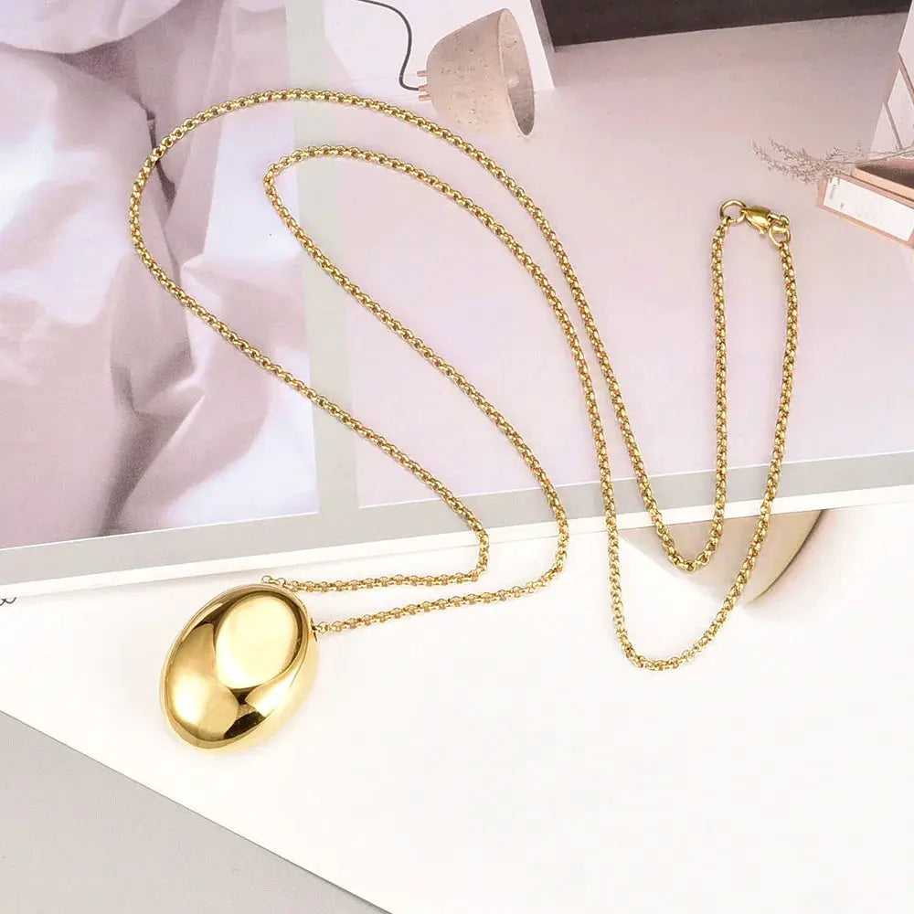 Water Drop Geometric Ins Style Minimalist Light Luxury Sweater Chain Necklace Stainless Steel Unisex Jewelry