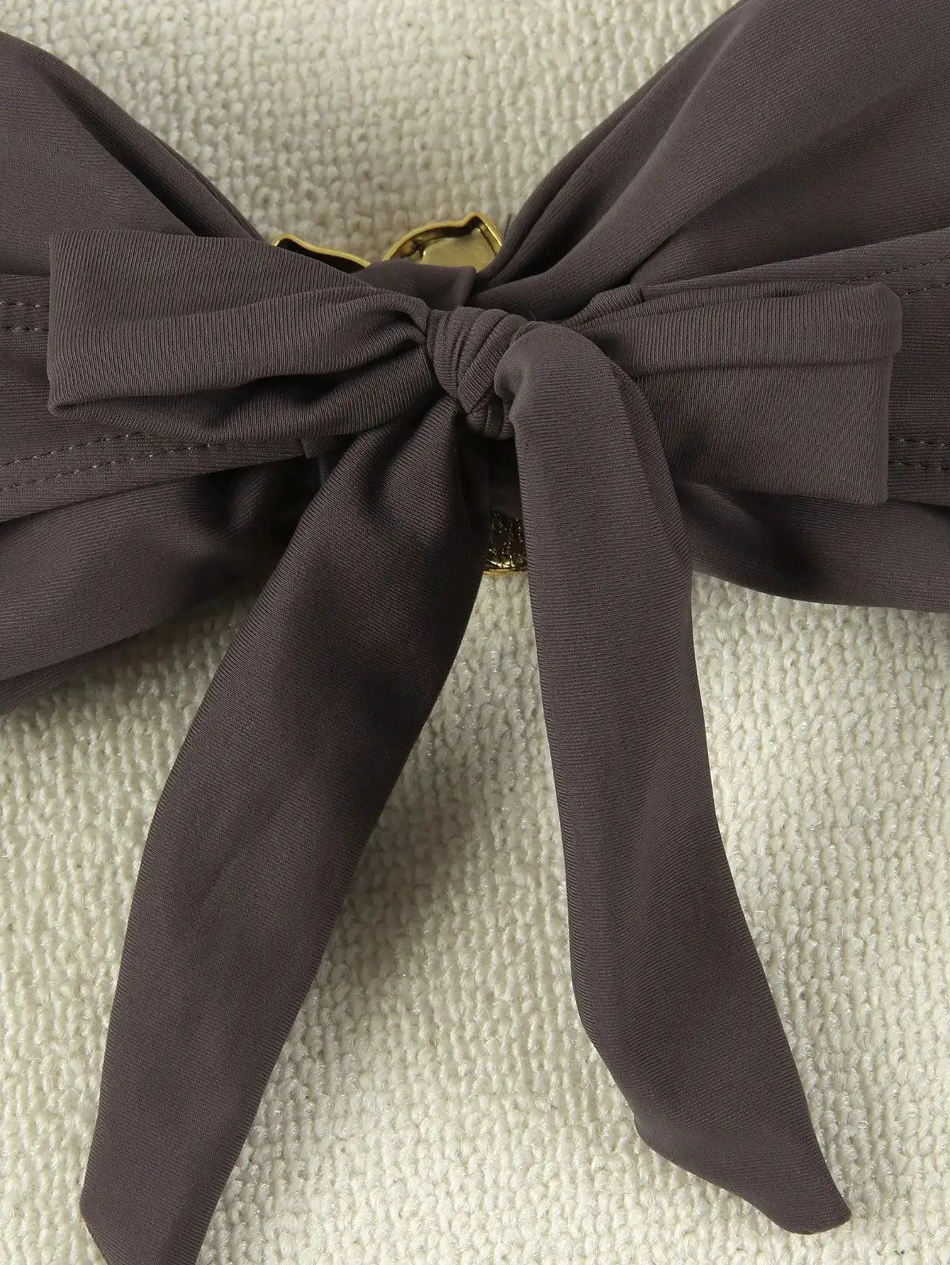 Bandeau bikini top brown with bow knot and gold hardware by Simples Market
