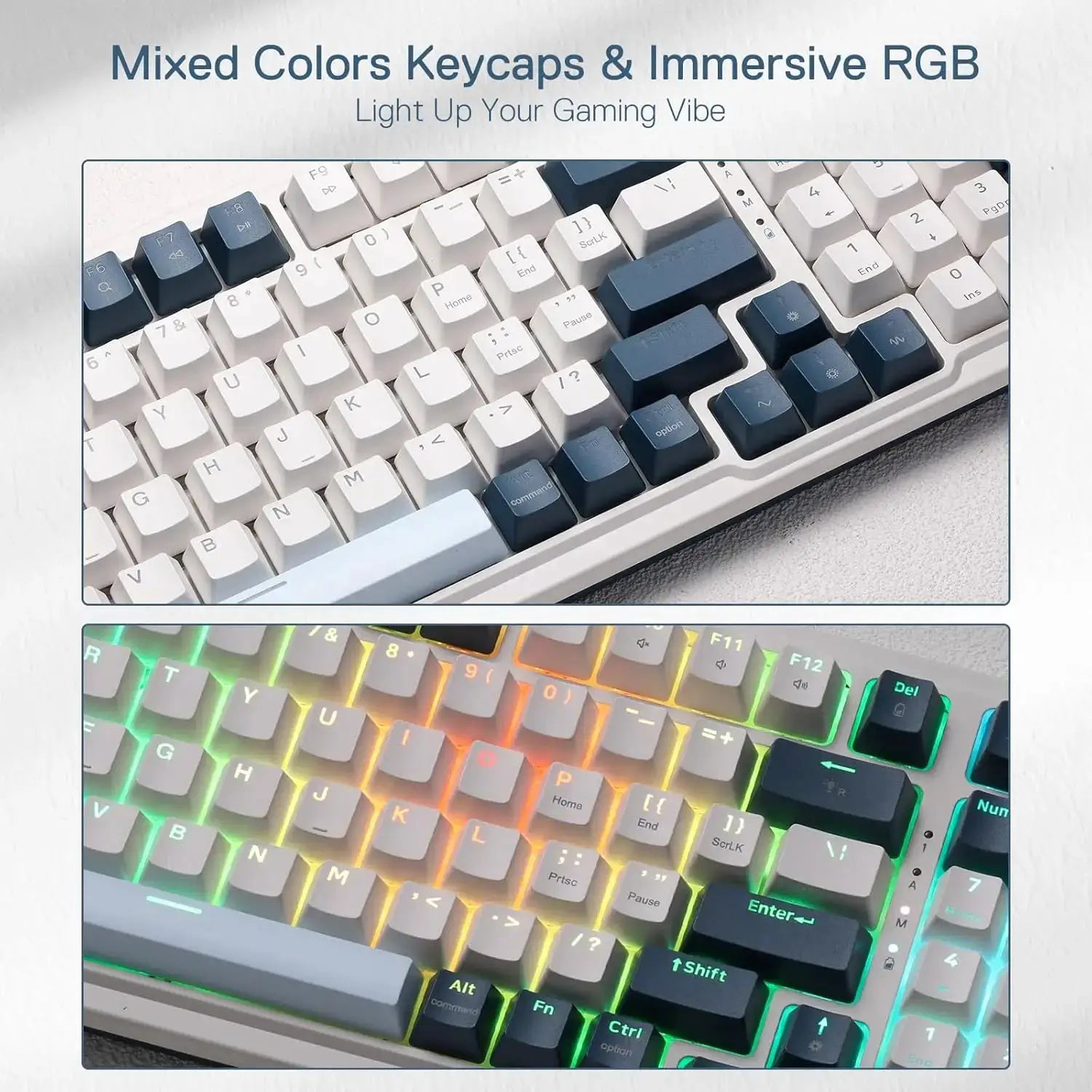 Redragon K686 PRO 98-key mechanical keyboard with RGB backlighting and mixed-color keycaps