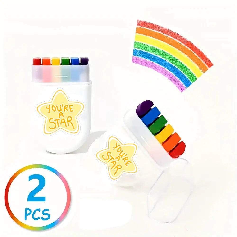 2 Pcs Rainbow Crayon Paint Color Set Oil Pastel Accessories For Birthday Party Christmas Halloween Gift