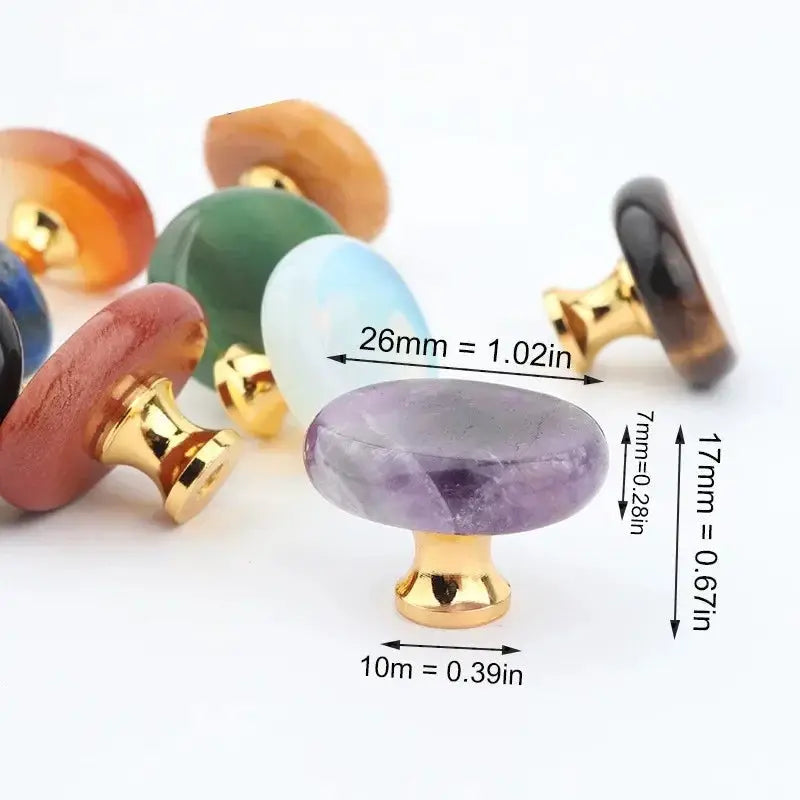 Light Luxury Natural Stone Crystal Aura Handle For Kitchen Cabinet Doors And Drawers And Jewelry Boxes